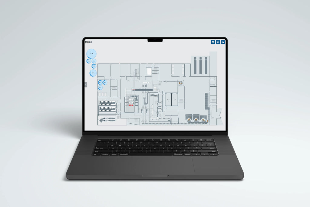 Laptop displaying a technical drawing on a light gray background with SVG ID Resolver module and Pand and zoom module.