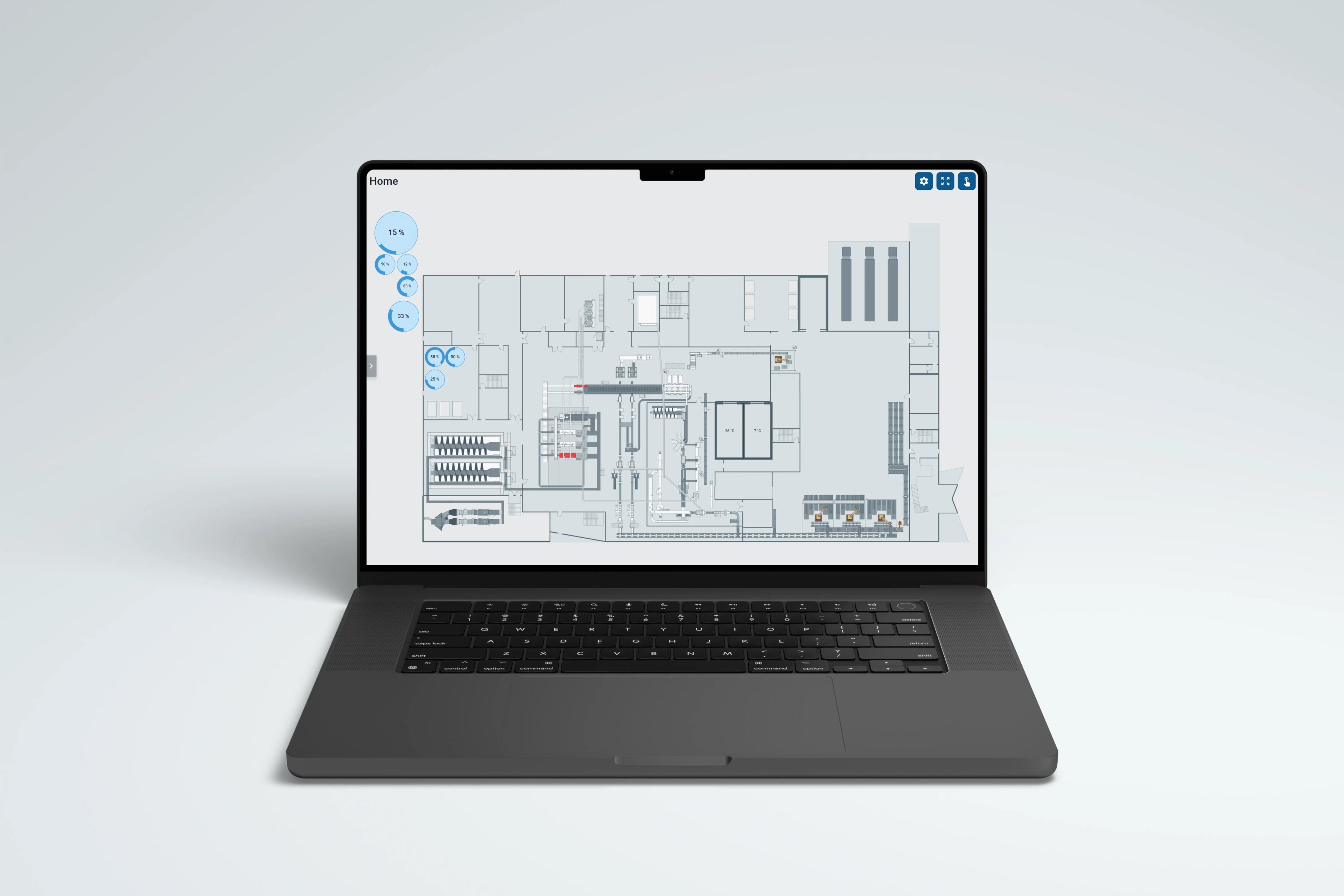 Laptop displaying a technical drawing on a light gray background with SVG ID Resolver module and Pand and zoom module.